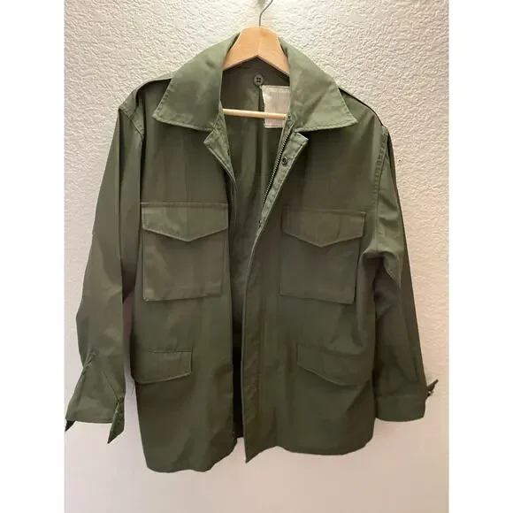 Vintage 1990s Korean Military Style Utility Jacket L Olive Green 23x30 Gorpcore - Picture 2 of 4